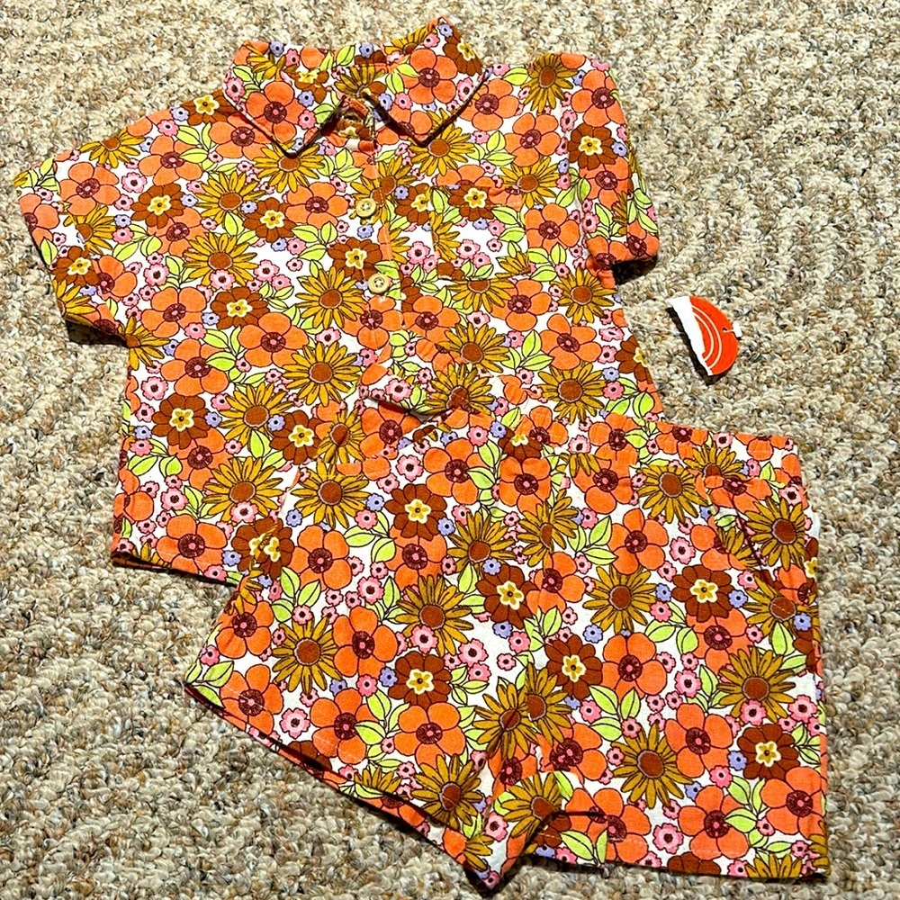 Linen Blend Floral 2 pc short set sz 2